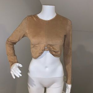 Camel colored suede crop top